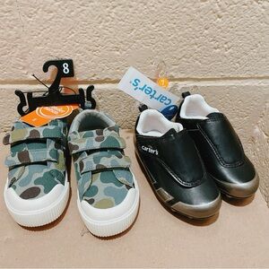 Bundle 2 New pairs: Toddler size 7 Carter's Black & size 8 Wonder Nation Camou